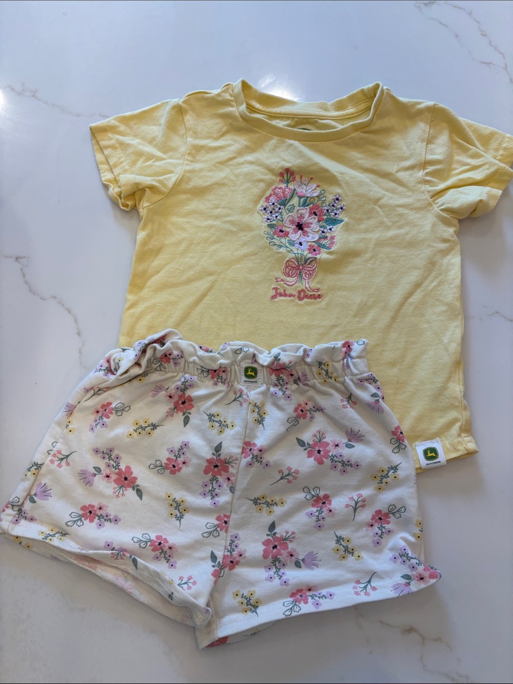 John Deere Yellow Floral Kids Matching Set